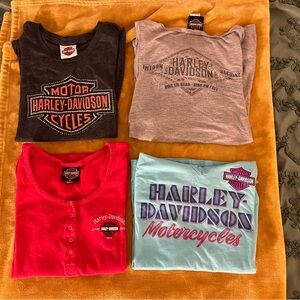 Women’s Harley D T And Sleeveless Bling Shirt BUNDLE OF 4 Sz M & L Motorcycle